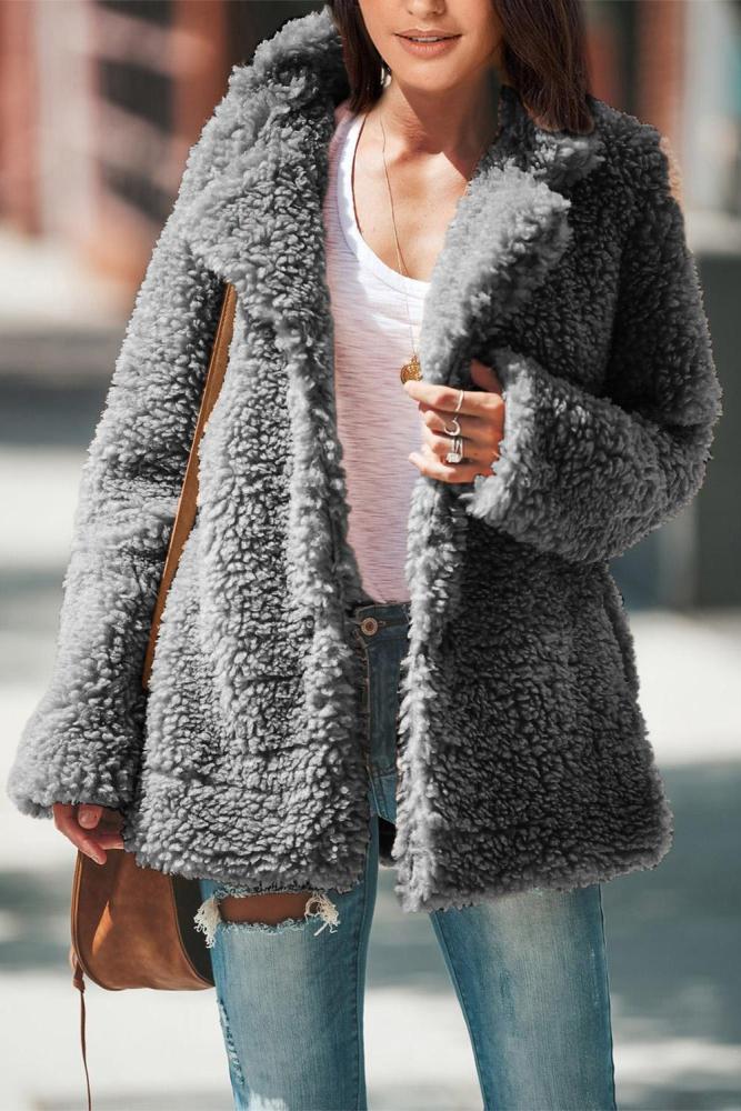 Gray Iconic Pocketed Sherpa Jacket