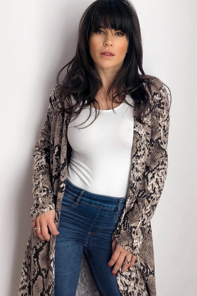 Snake Print Long Cardigan