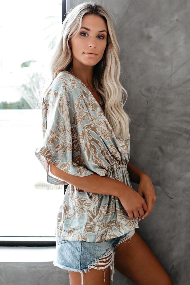 Taupe Coco Hut Satin Kimono Top