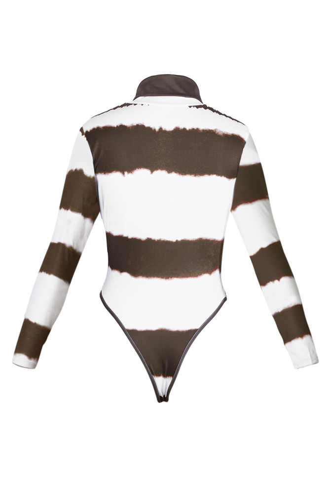 Color Block Tie Dye High Neck Bodysuit