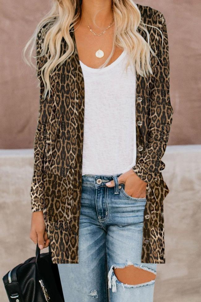 Print Button Down Cardigan