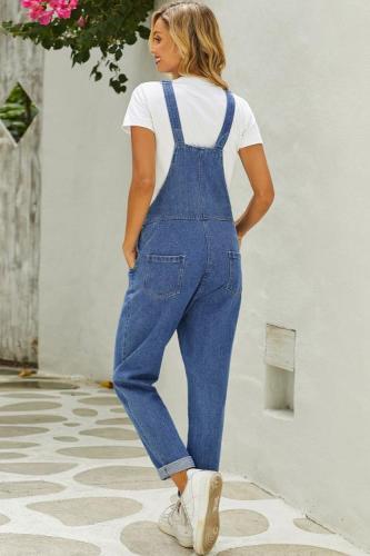 Grommet Detail Light Blue Denim Overall