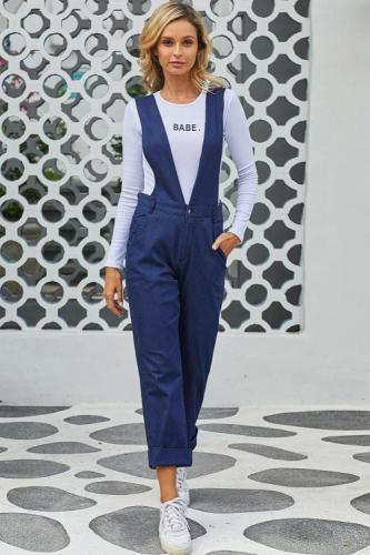 Dark Blue Wash Vintage Wide Leg Denim Overall