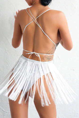 White Fringe Bodysuit Swimsuit