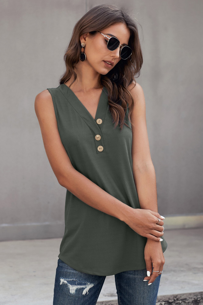 Green Just Say The Word 3 Button Tank Top