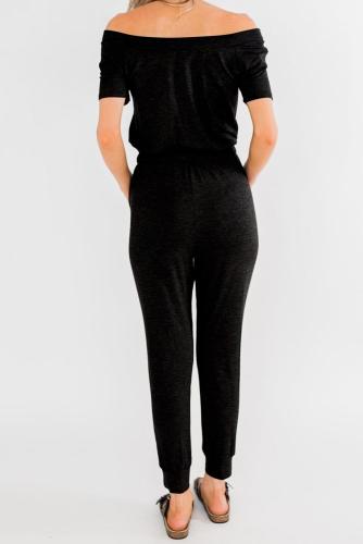 Black Living My Life Drawstring Jogger Jumpsuit