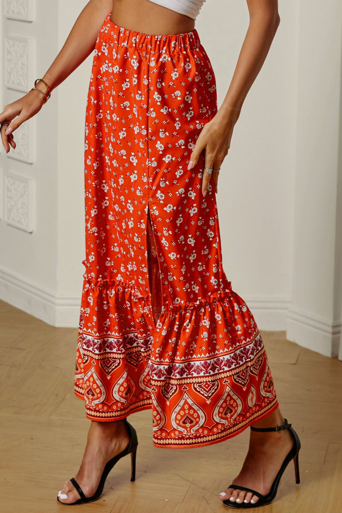 Multicolor Floral Print Maxi Skirt