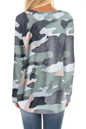 Khaki Stand For Something Camo Knit Top