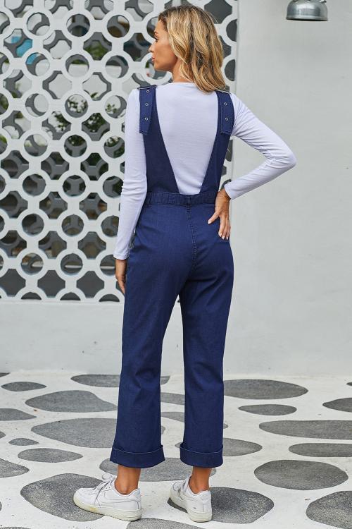 Dark Blue Wash Vintage Wide Leg Denim Overall
