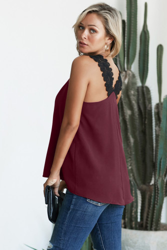 Burgundy Like An Angel Lace Cami Tank