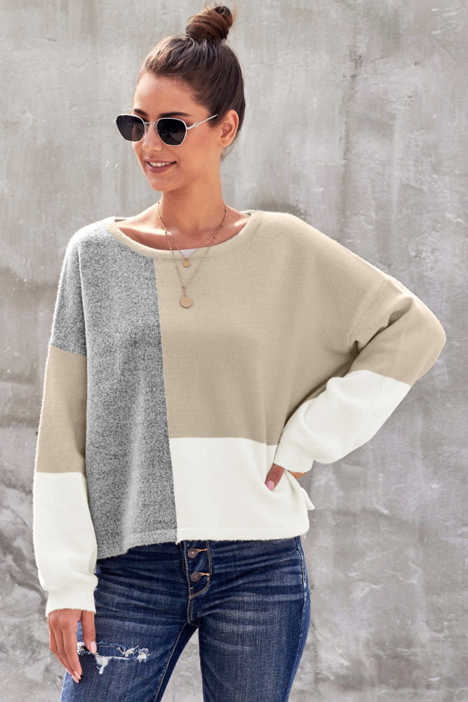 Apricot Color Block Sweater