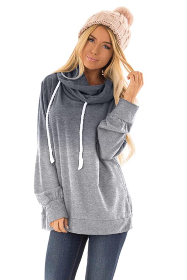 Gray Ombre Pullover Long Sleeve Hoodie