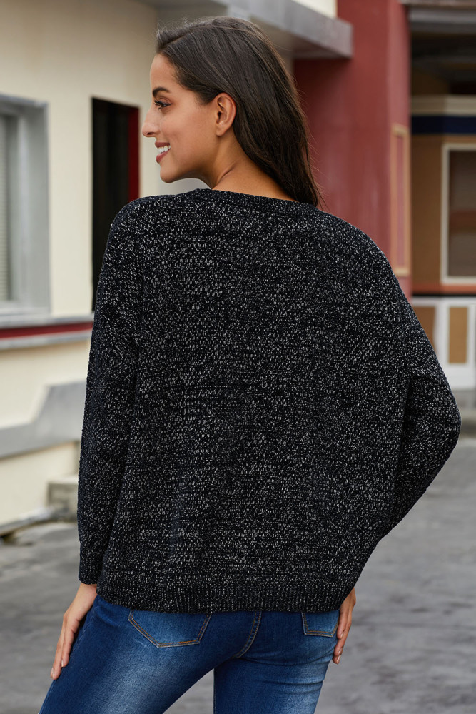 Black Swoon And Snuggles Chenille Shift Sweater