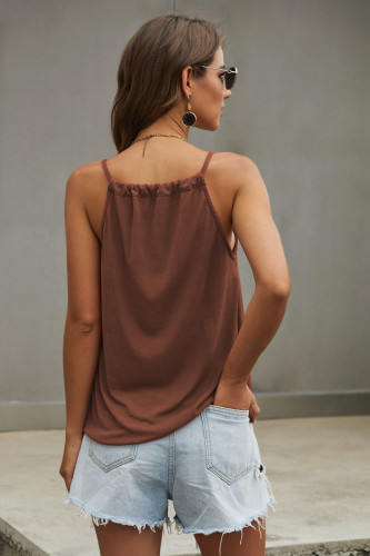 Brown Quicksand Tortoiseshell Detailed Tie Tank