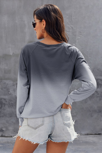 Gray Ombre Crewneck Long Sleeve Sweatshirt