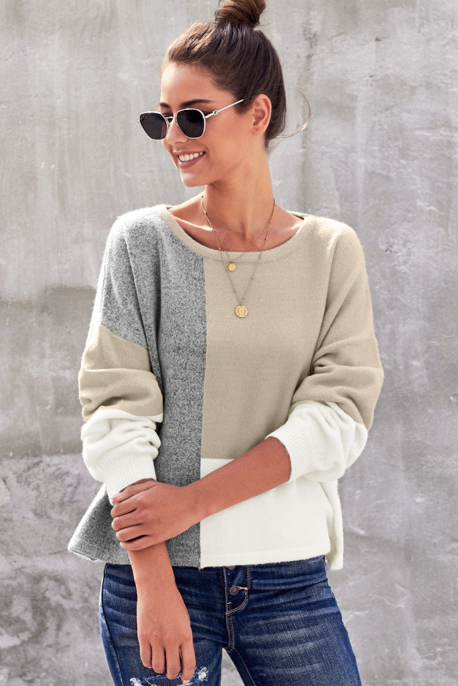 Apricot Color Block Sweater