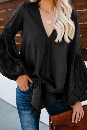 Black Rhapsody Cotton Balloon Sleeve Tie Top