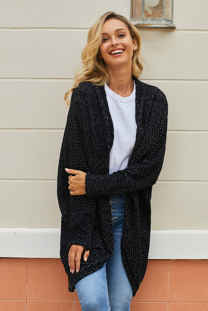 Black Batwing Sleeve Cardigan