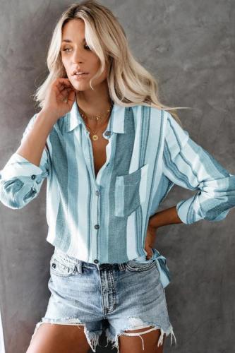 Sky Blue Scenic Route Button Down Top