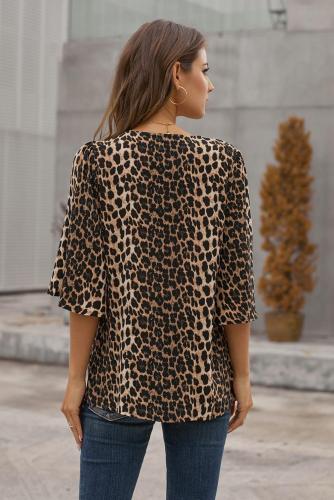 Leopard Print Button Down Blouse