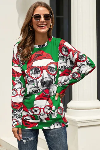 Green Ugly Christmas Cartoon Print Sweatshirt
