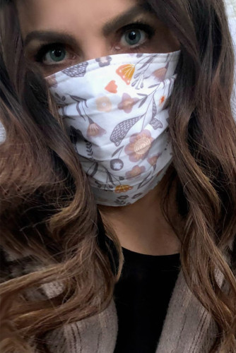 White Floral Printed Protection Face Mask