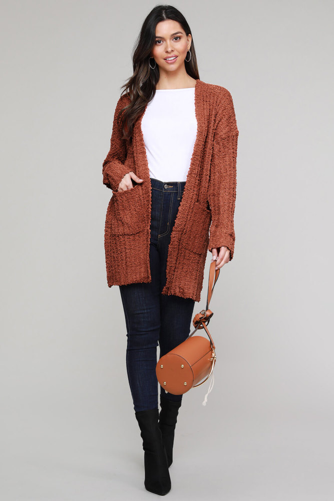 Red Pebble Beach Textured Cardigan