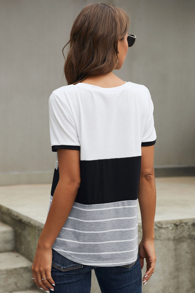 Black Right Here With Me Color Block Top