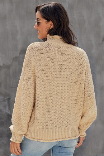 Apricot Oversized Chunky Batwing Long Sleeve Turtleneck Sweater