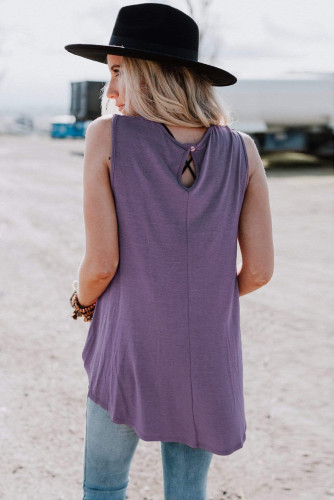 Violet Lace Embroidered Sleeveless Top