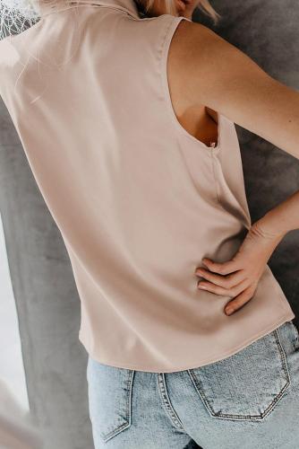 Apricot Enchanting Satin Drape Tank Top