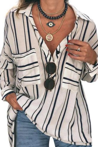 White Striped Buttoned Down Blouse