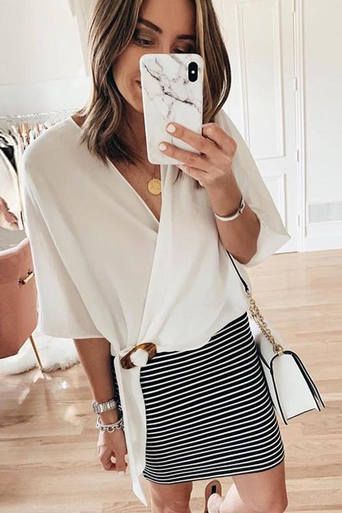 White Buckle Wrap Crop Top