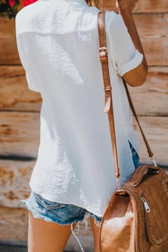 White Crepe Drape Blouse