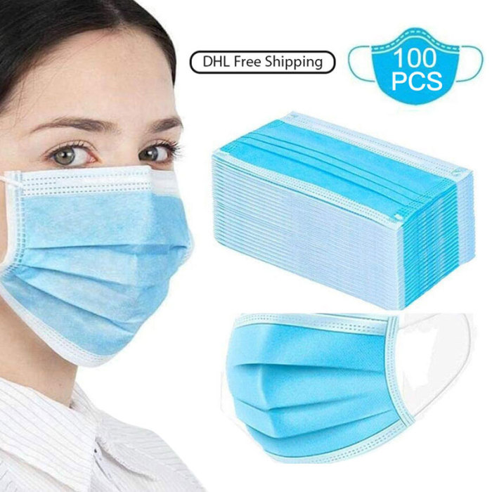 100PCS 3-Layer Face Mask Professional Dust Proof Anti Flu Masks