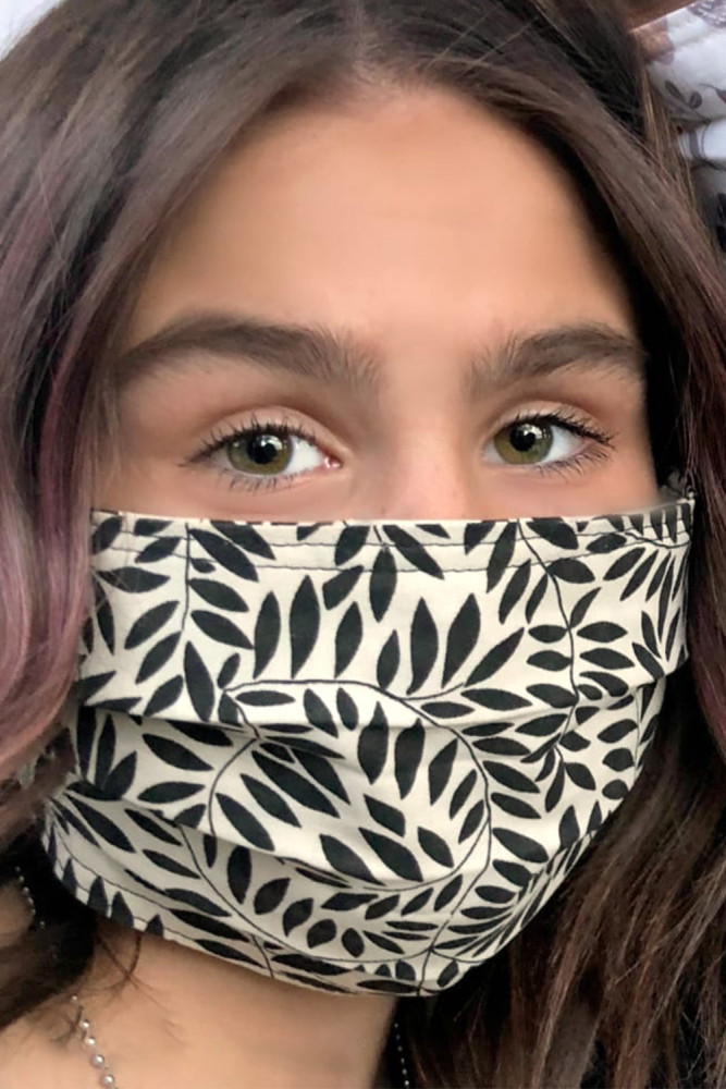 Beige Leaf Printed Protection Face Mask