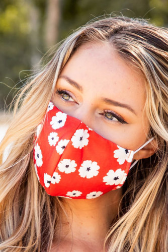 Red Floral Print Washable Outdoor Protection Face Mask