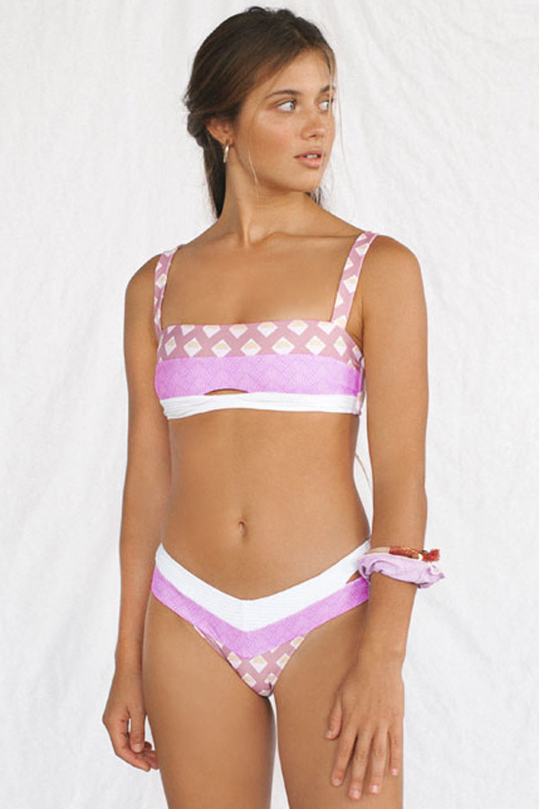 Pink Holiday Summer Print Peek-a-boo Bikini