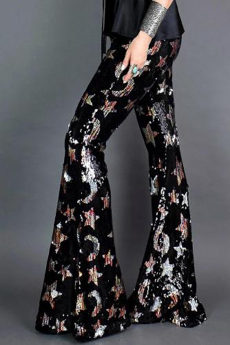 Shining Stars Sequined Flare Pants