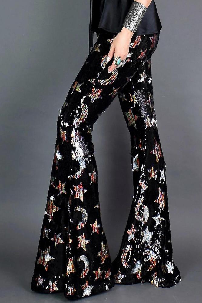 Shining Stars Sequined Flare Pants