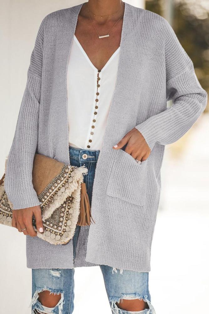 Gray Maribelle Pocketed Cardigan