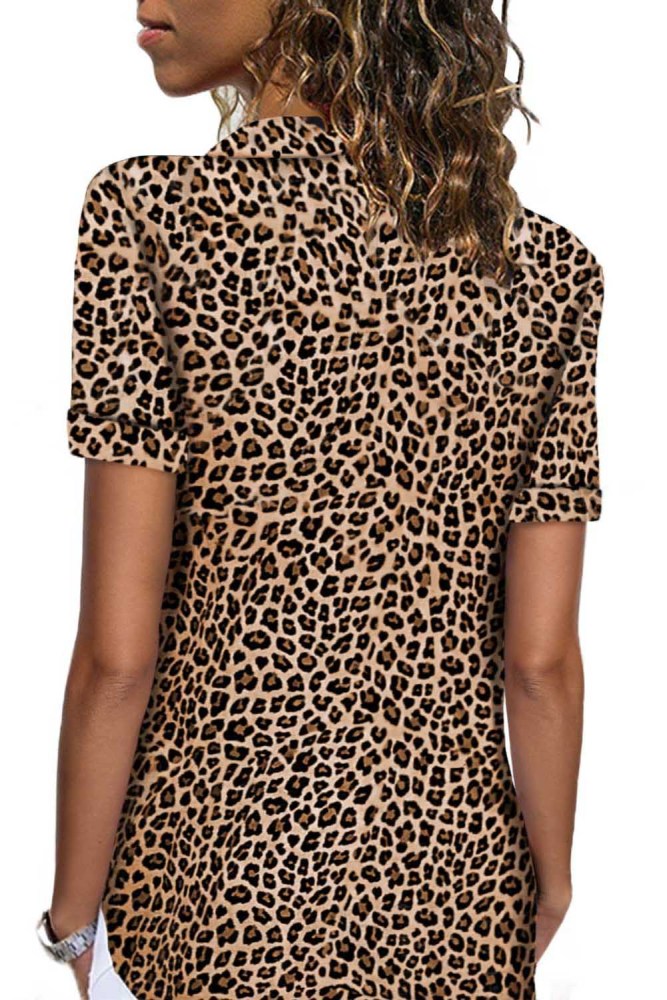 Leopard Short Sleeve Button Up Shirt