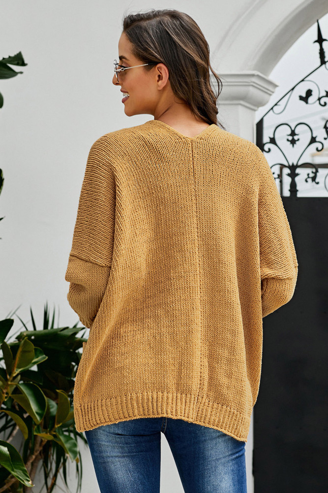 Brown Oversize Button Front Cardigan
