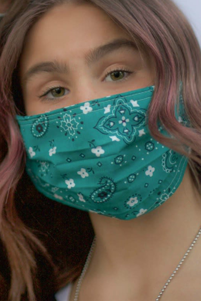 Green Floral Printed Protection Face Mask