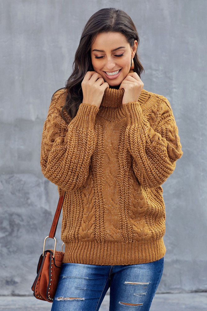 Yellow Chunky Turtleneck Sweater