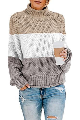 White Oversized Chunky Batwing Long Sleeve Turtleneck Sweater