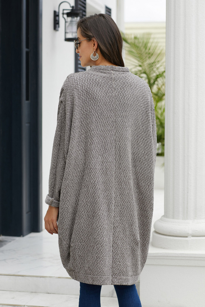 Gray Batwing Sleeve Cardigan
