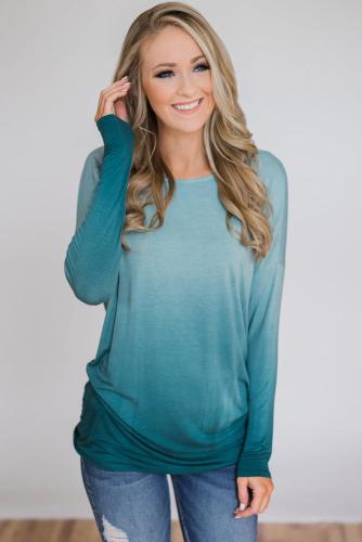 Sky Blue Ombre Long Sleeve Top