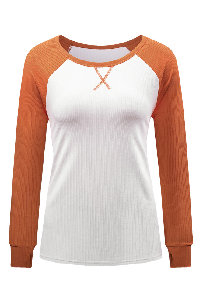 Orange Season Awaits Long Sleeve Raglan Top