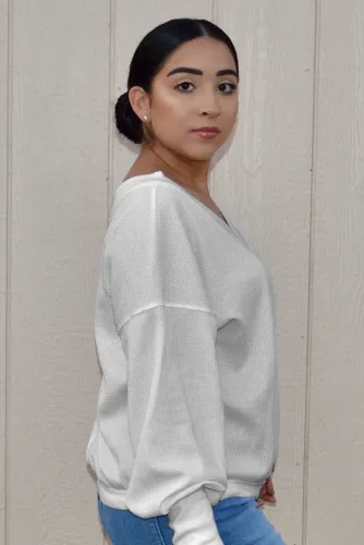 White Our Country Roads Thermal Top